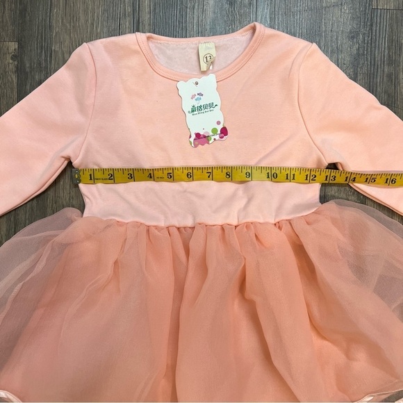 NWT Girls Pink Long Sleeves Tulle Tutu Dress Size 3 - Picture 5 of 6